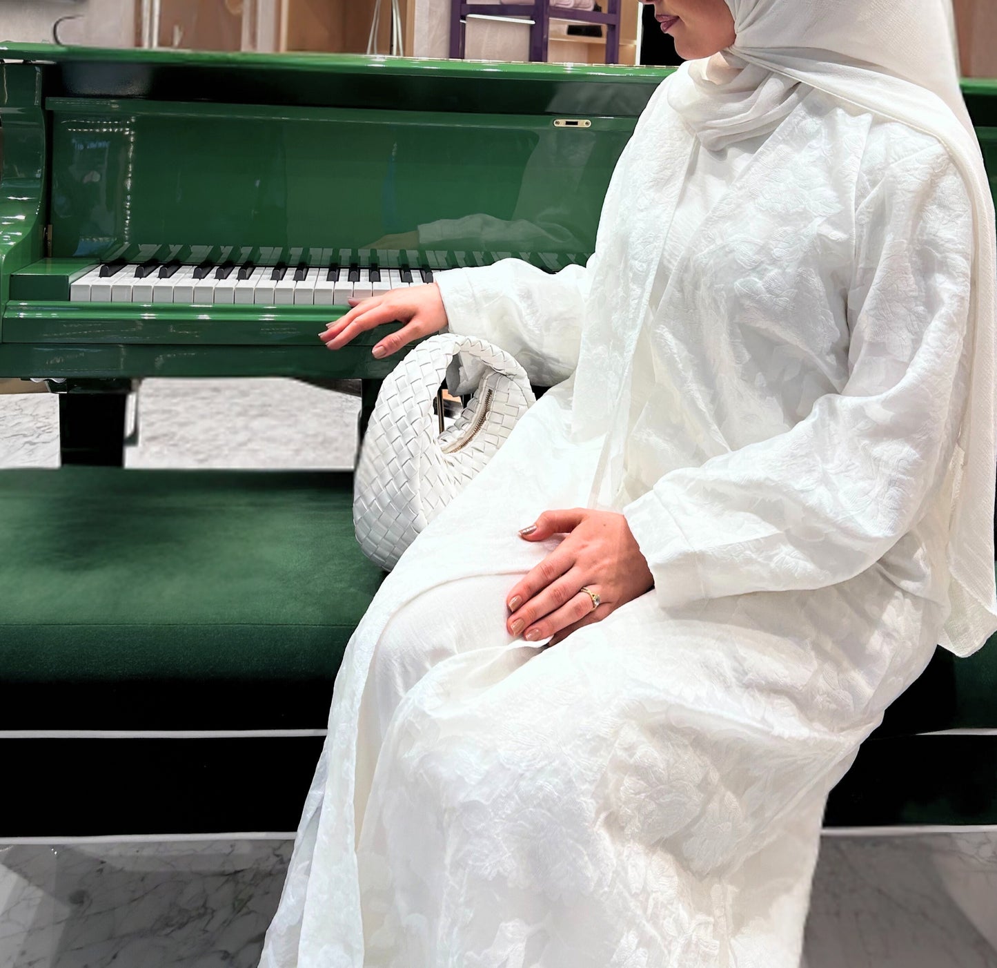White Bloom Abaya