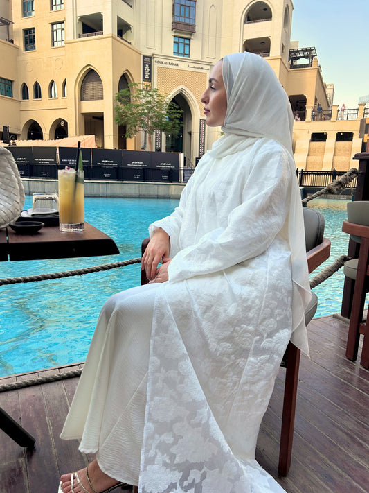 White Bloom Abaya